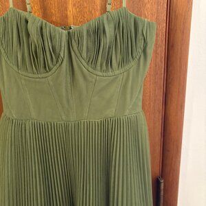 Hutch Amara Corset Pleated Tulle Fit & Flare Midi Dress